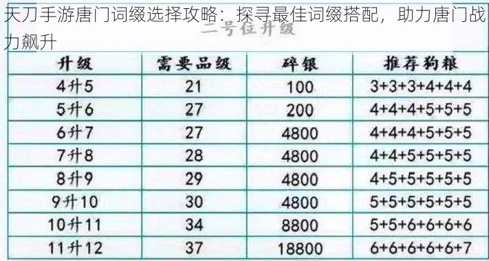 天刀手游唐门词缀选择攻略:探寻最佳词缀搭配,助力唐门战力飙升