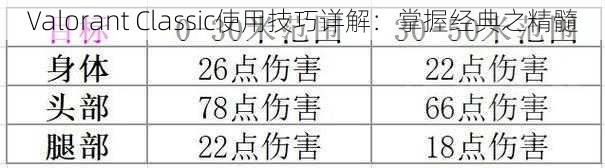 Valorant Classic使用技巧详解:掌握经典之精髓