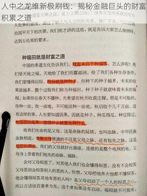 人中之龙维新极刷钱:揭秘金融巨头的财富积累之道