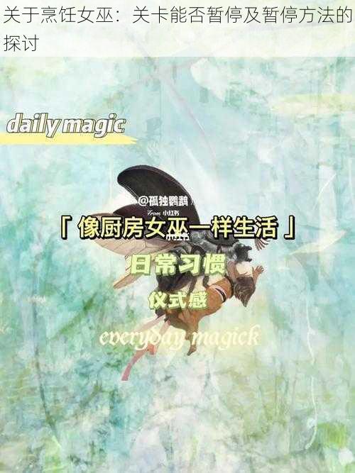 关于烹饪女巫:关卡能否暂停及暂停方法的探讨