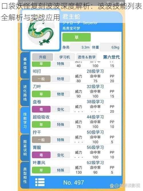 口袋妖怪复刻波波深度解析:波波技能列表全解析与实战应用