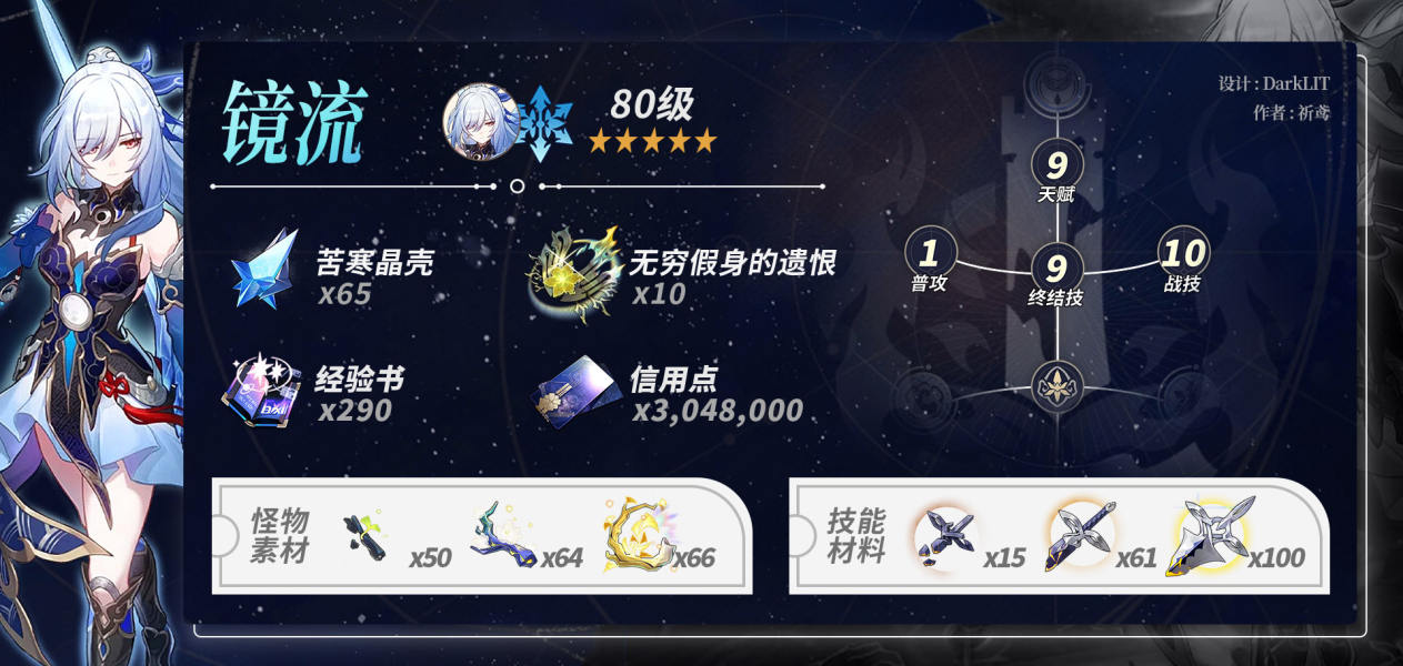 崩坏星穹铁道镜流养成材料统计-崩坏星穹铁道镜流养成需要哪些材料