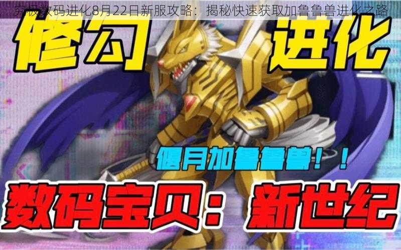 究极数码进化8月22日新服攻略：揭秘快速获取加鲁鲁兽进化之路