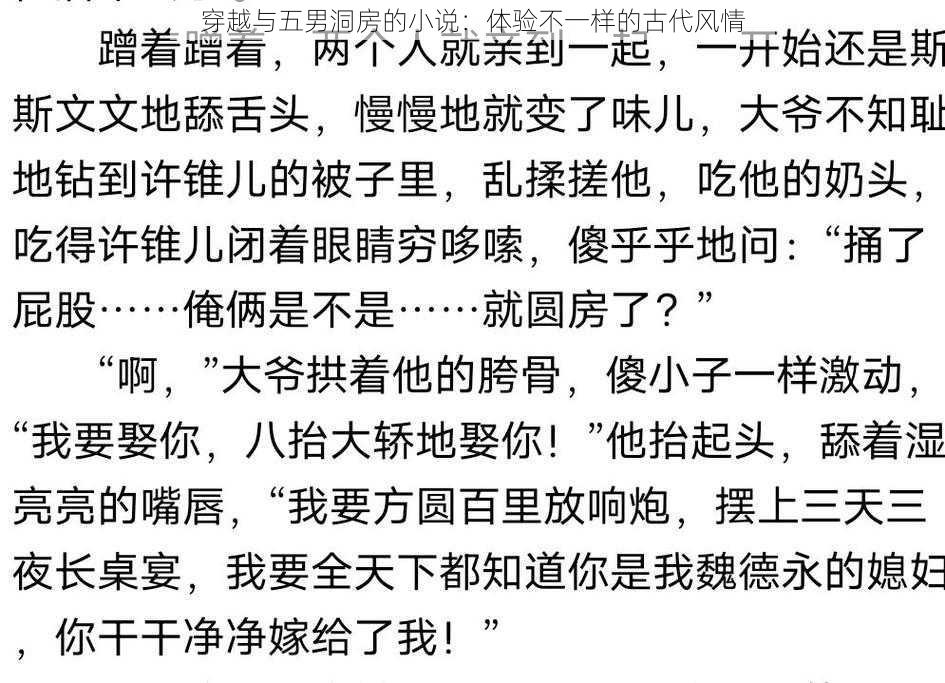 穿越与五男洞房的小说:体验不一样的古代风情